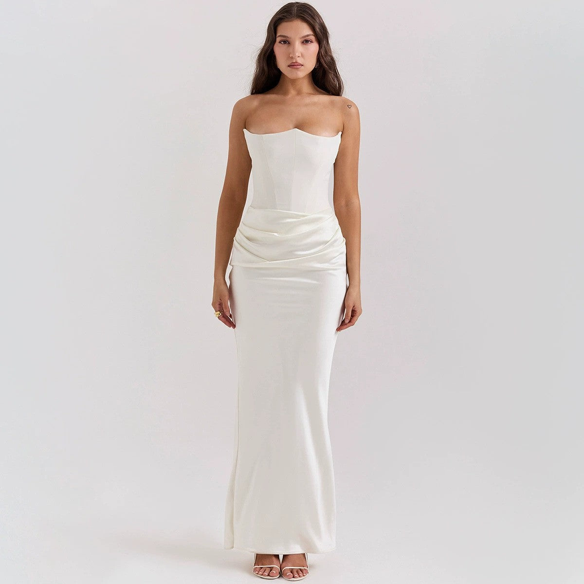 Women's Spring Pure Color Sleeveless Waist Sexy Dress