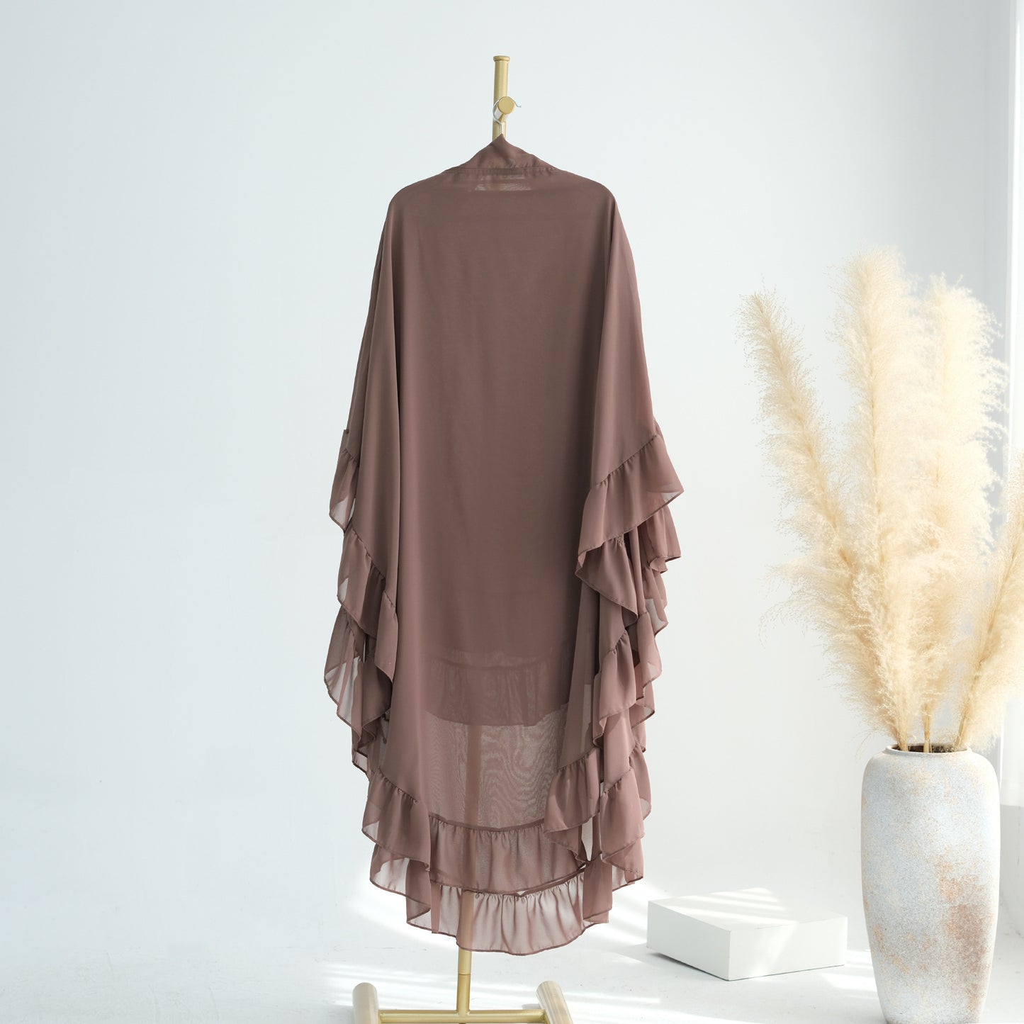 Ruffled Big Swing Headscarf Solid Color Dresses