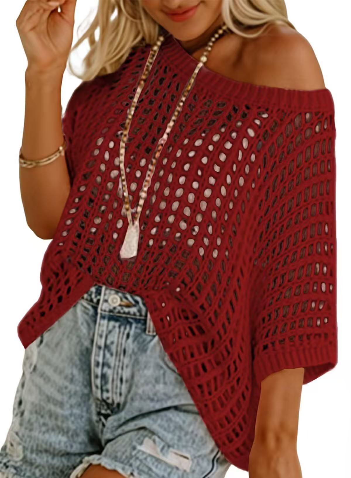 Women's Hollow Summer Loose Beach Cover Thin Bikini Sexy Women's Sweater