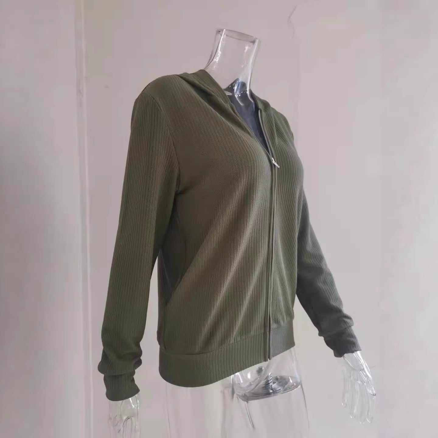 Cool Women's Zipper Long Sleeve Hooded Women's Sweater, Sweater