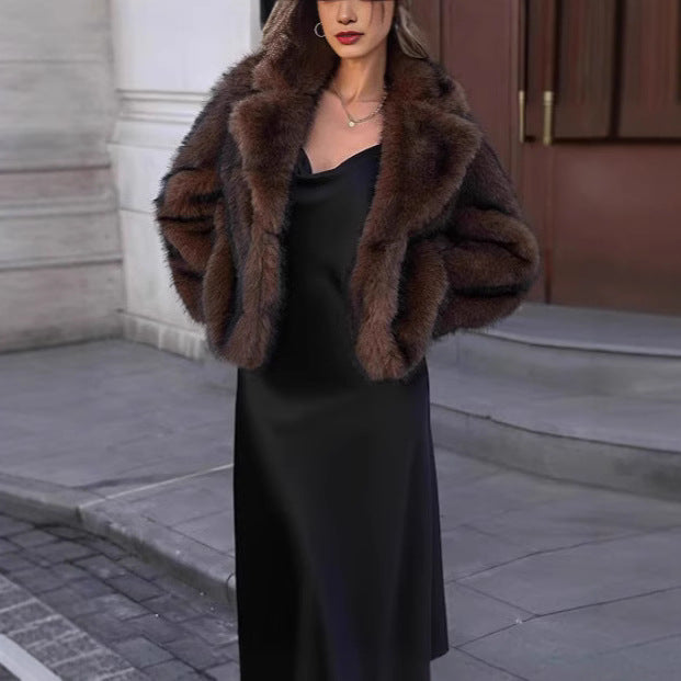Women's Lapel Imitation Fur Street Fox Coats