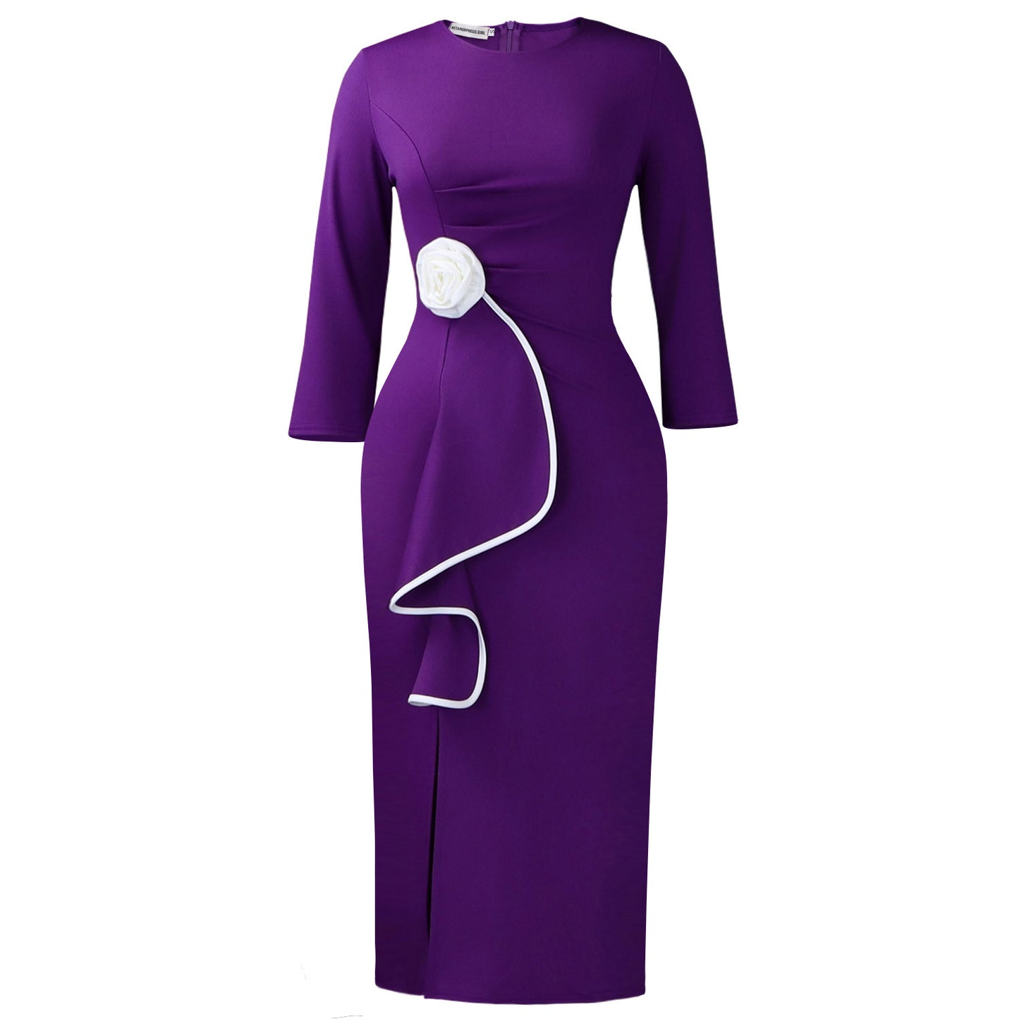 Women's Elegant Round Neck Three-dimensional Flower Fashion Dress