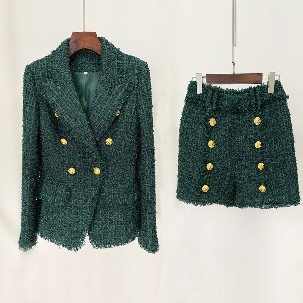 Fabric Tassel Fringe Tweed Slim Fit Coats