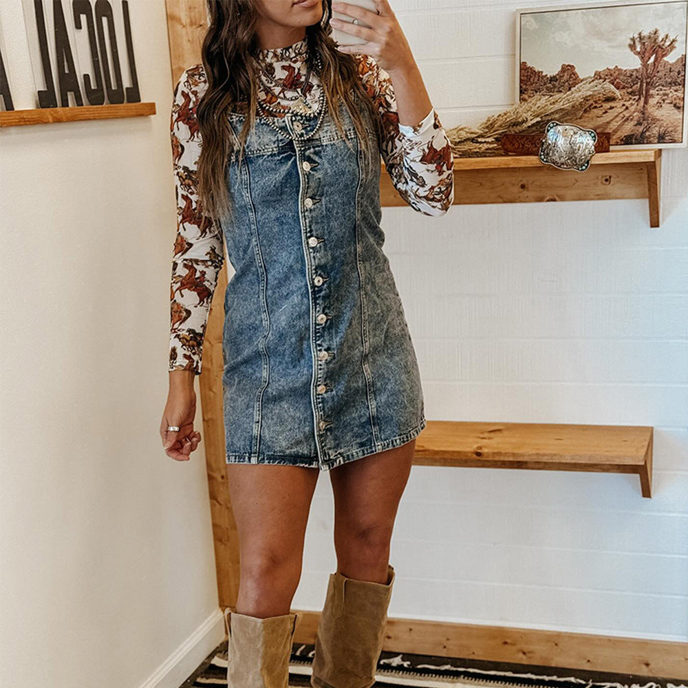 Autumn Sling Distressed Casual Western Style Dresses