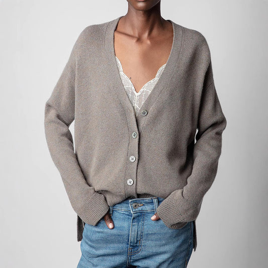 Women's Autumn French Niche Breasted Back Big Sweaters