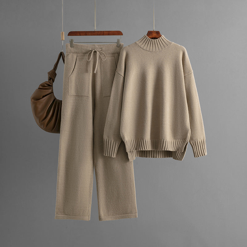 Women's Knitting Thick Loose Collar Long Sleeves Suits
