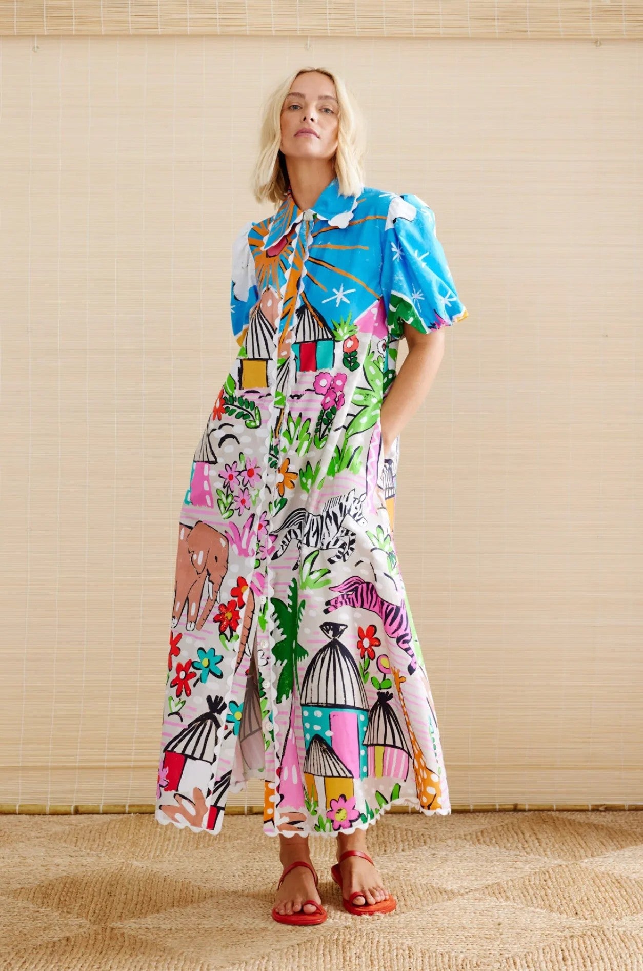 Graceful Linen Personality Printed Shirt Collar Cardigans
