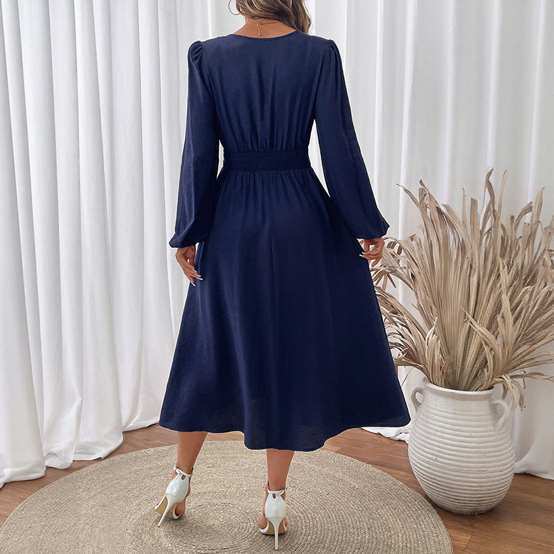 Women's Holiday Ethnic Style Tight Waist Blue Dresses