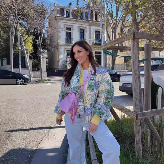 Unique Spring Lapel Fashion Pattern Print Coats