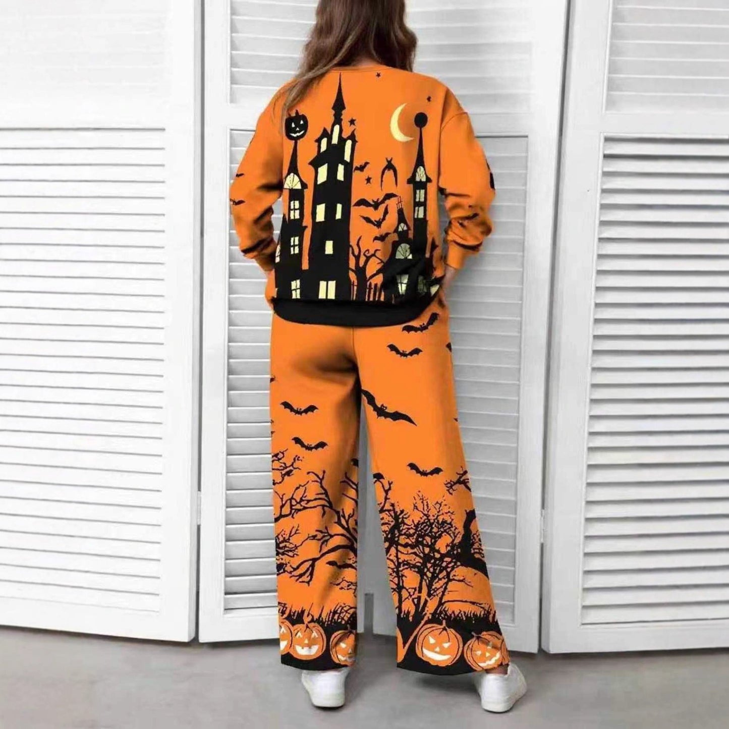 Women's Halloween Christmas Eve Printed Two-piece Outfit Suits