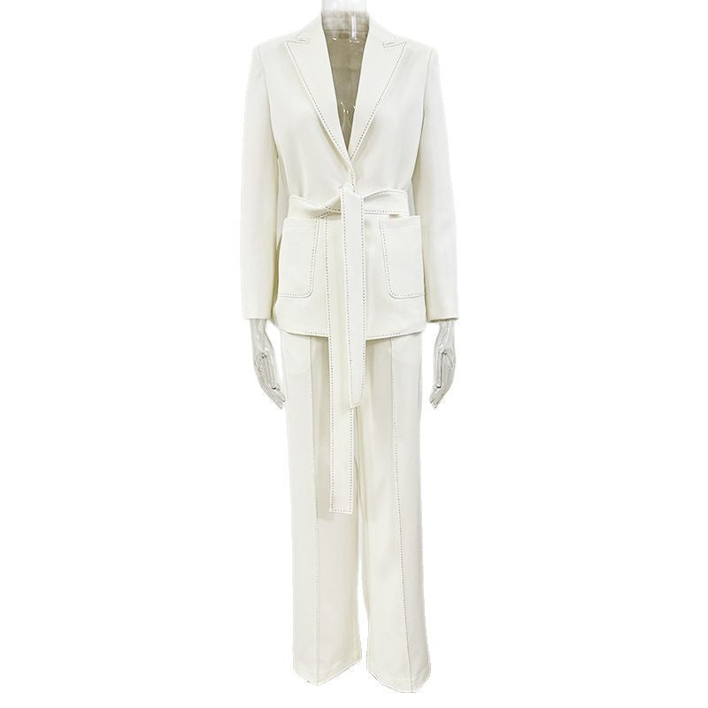 Beaded Decorative Series Belt Two-piece Set Fashion Casual Suit