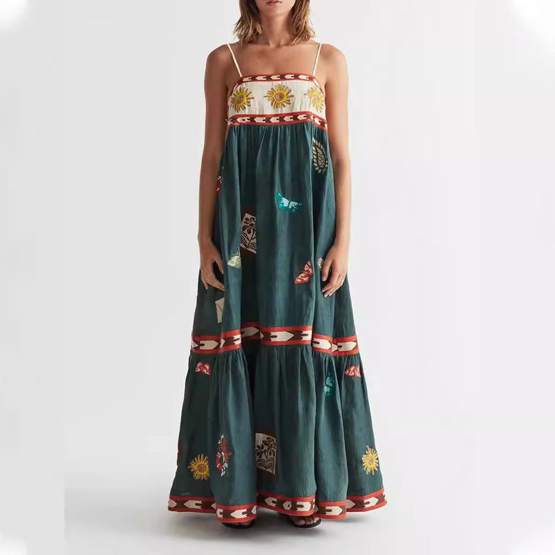Women's Sexy Sling Iti Printing Sleeveless Swing Dresses