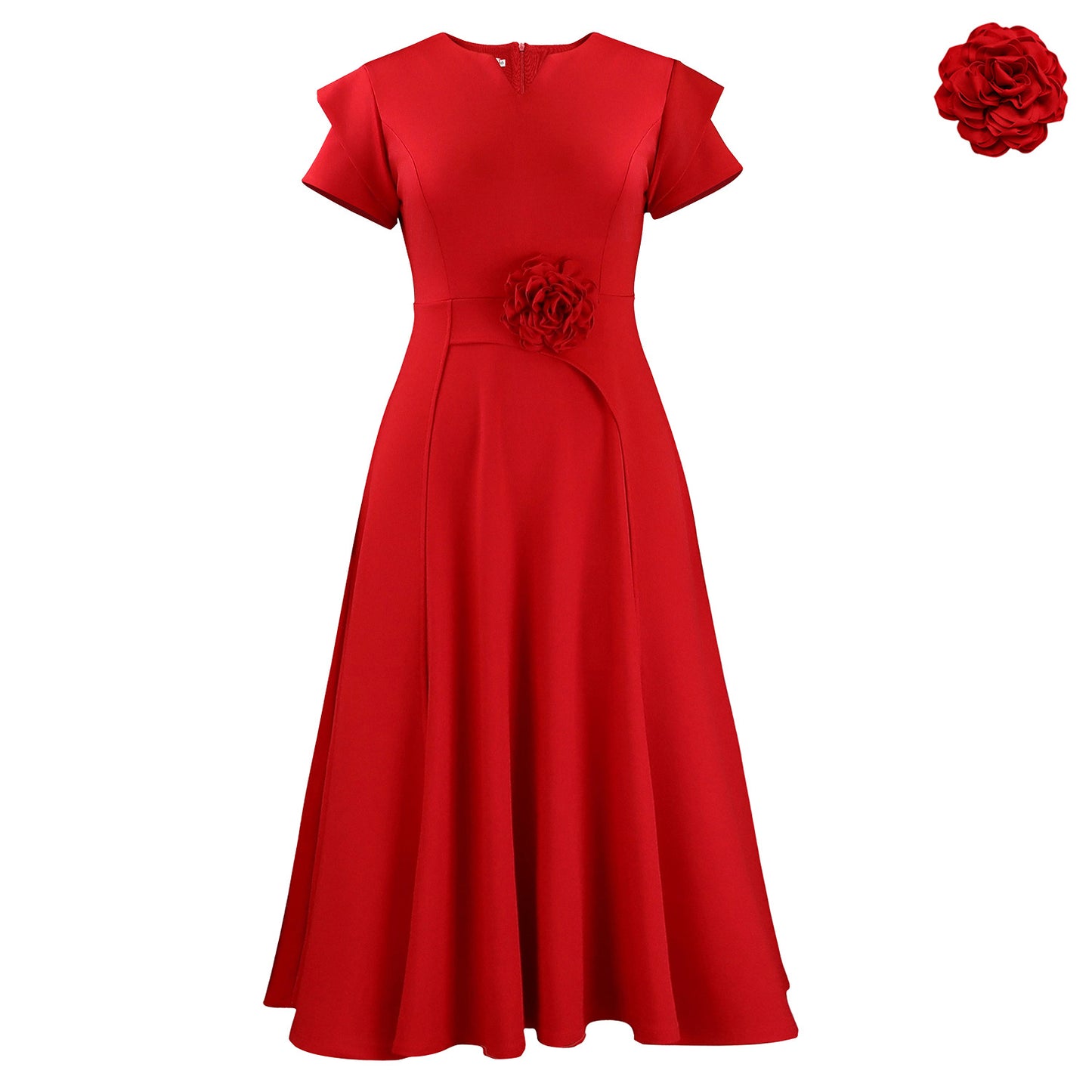 Women's Summer Elegant Large Mid-length High Waist Big Swing Dress