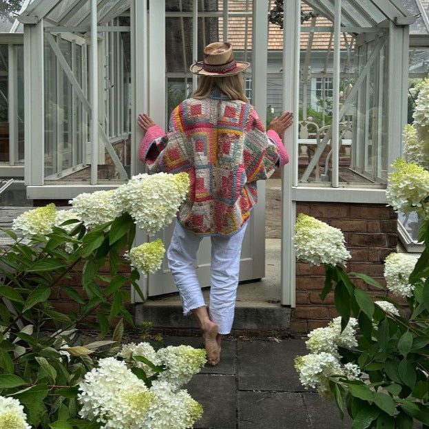 Women's Contrast Color Patch Small Floral Cotton Jackets