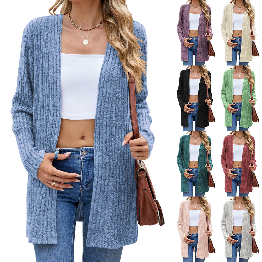 Long Sleeve Loose Sunken Stripe Sanding Women's Sweater