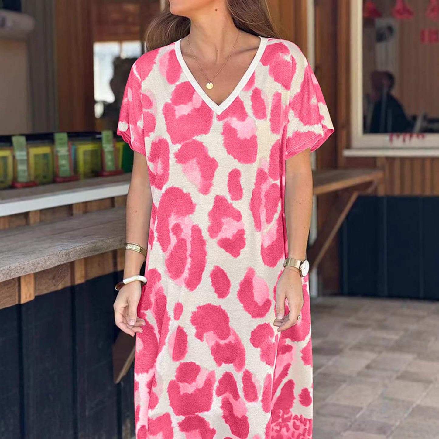 Elegant Personalized Casual Printed Sleeves Loose Dress