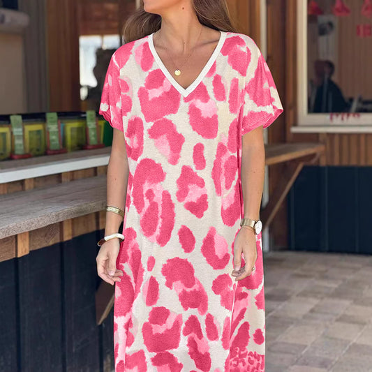 Elegant Personalized Casual Printed Sleeves Loose Dress