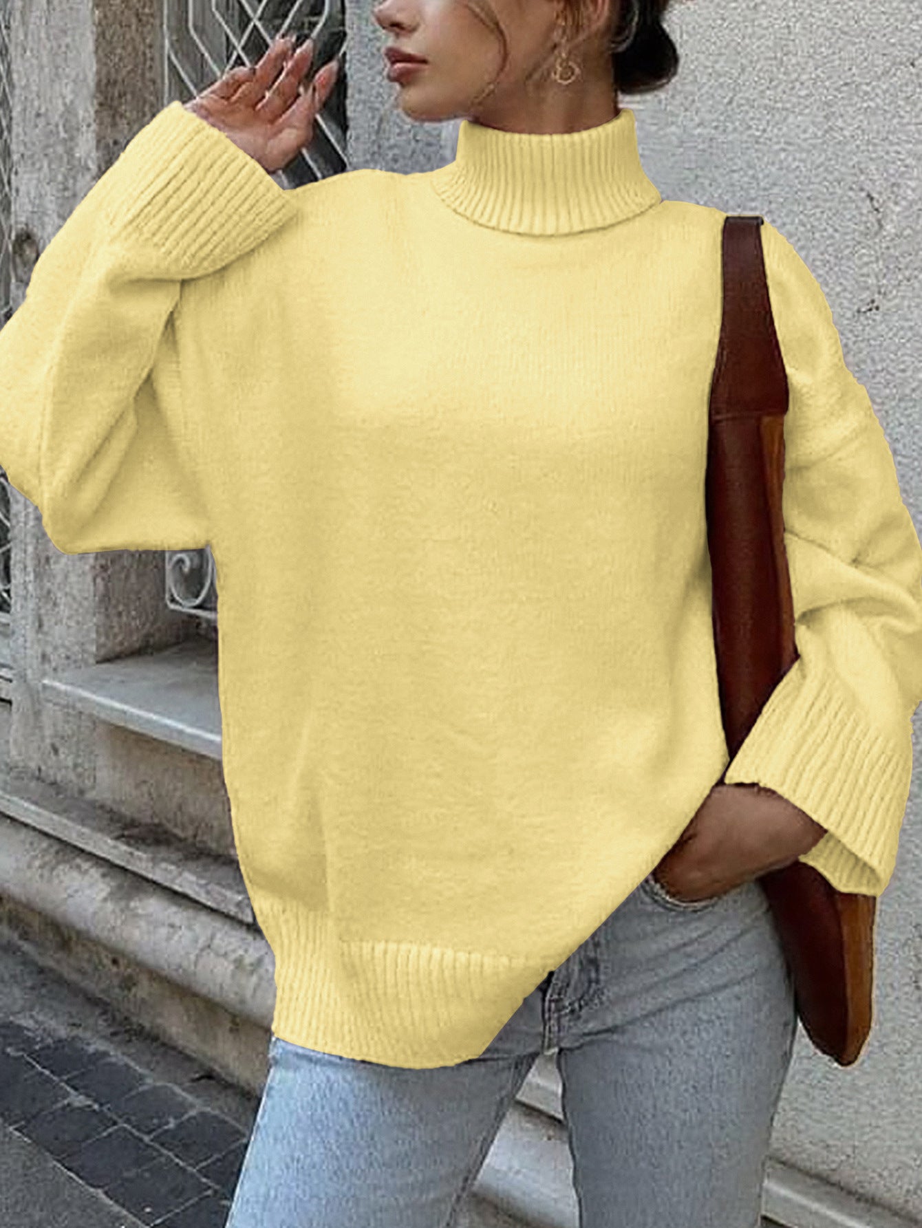 Women's Casual Woolen Solid Color Long Sleeve Sweaters