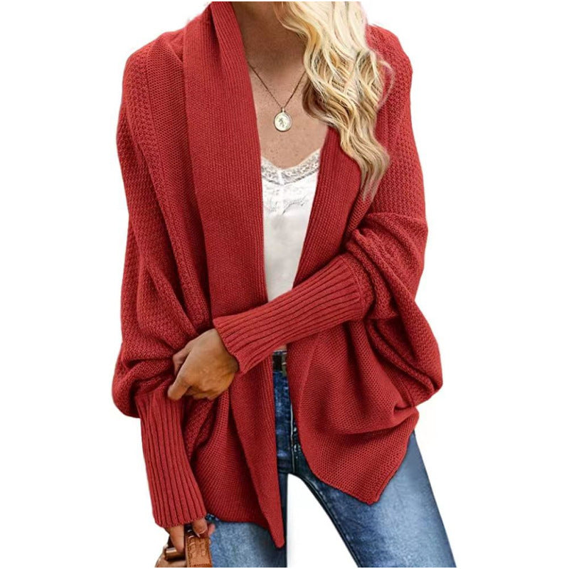 Glamorous Knitted Shawl Batwing Sleeve Oversized Sweater