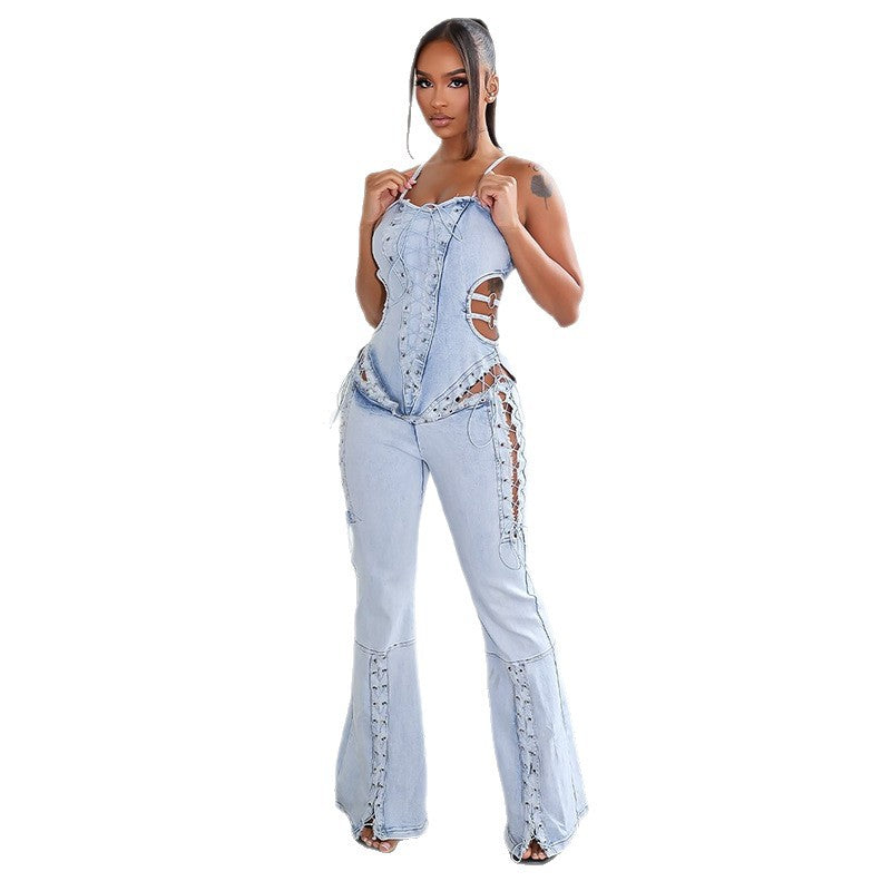 Women's Summer Fashion Suspenders Slimming Denim Jumpsuits