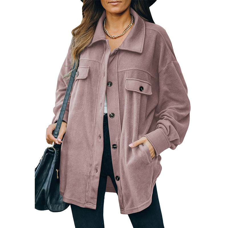 Women's Long Sleeve Clothes Lapel Loose Single-breasted Cardigans