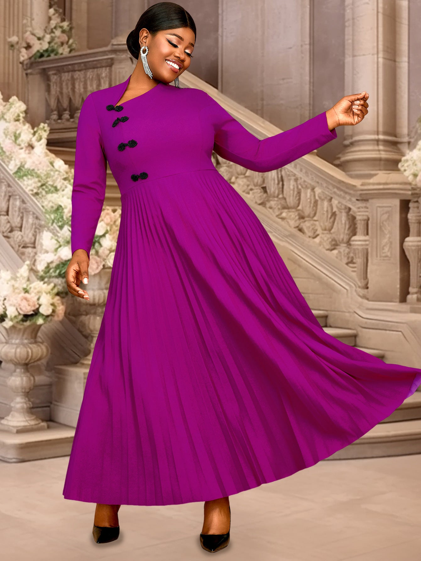 Large Ruffled Dress Elegant Fashion Pleated Dresses