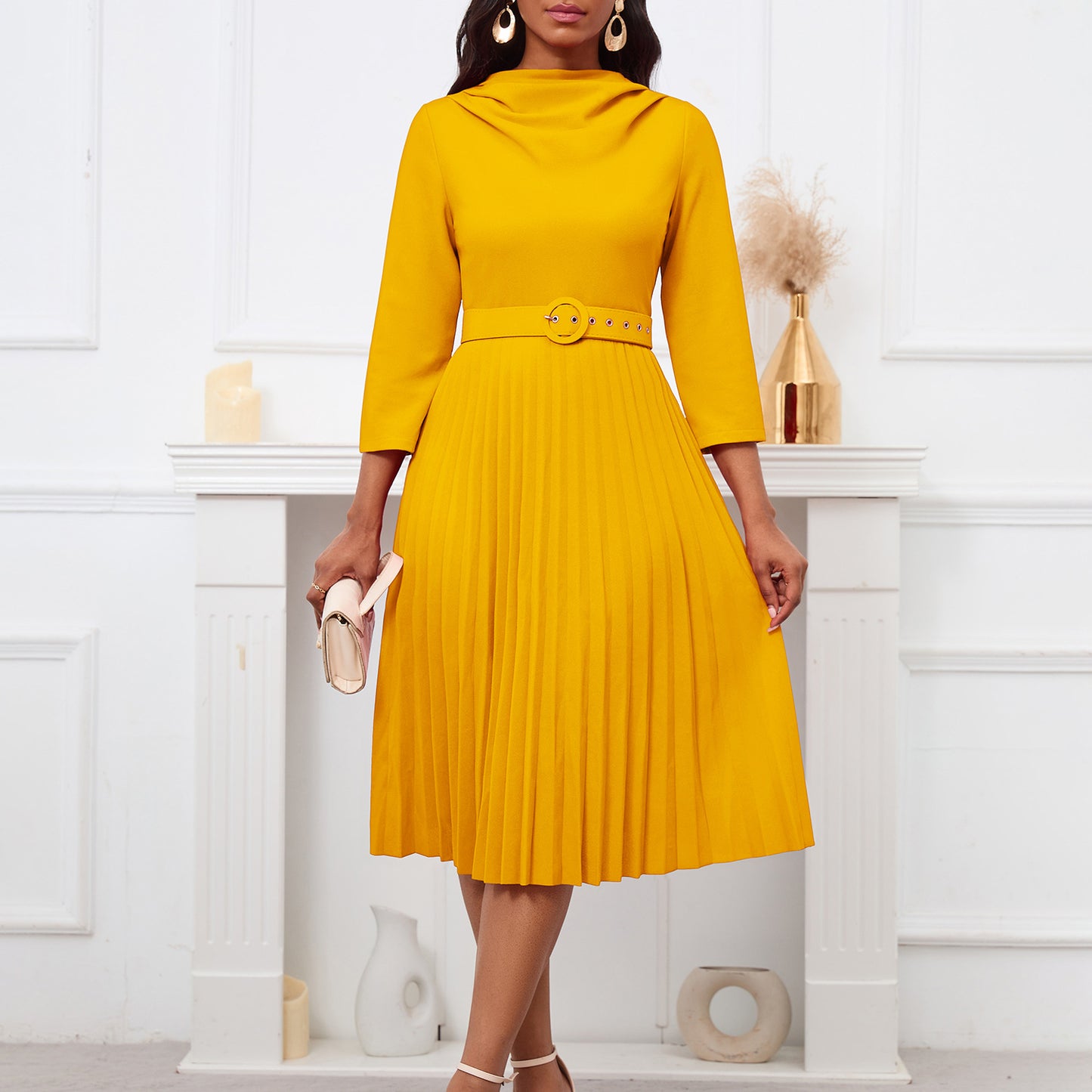 Women's Fashion Elegant Pleated Solid Color Skirts