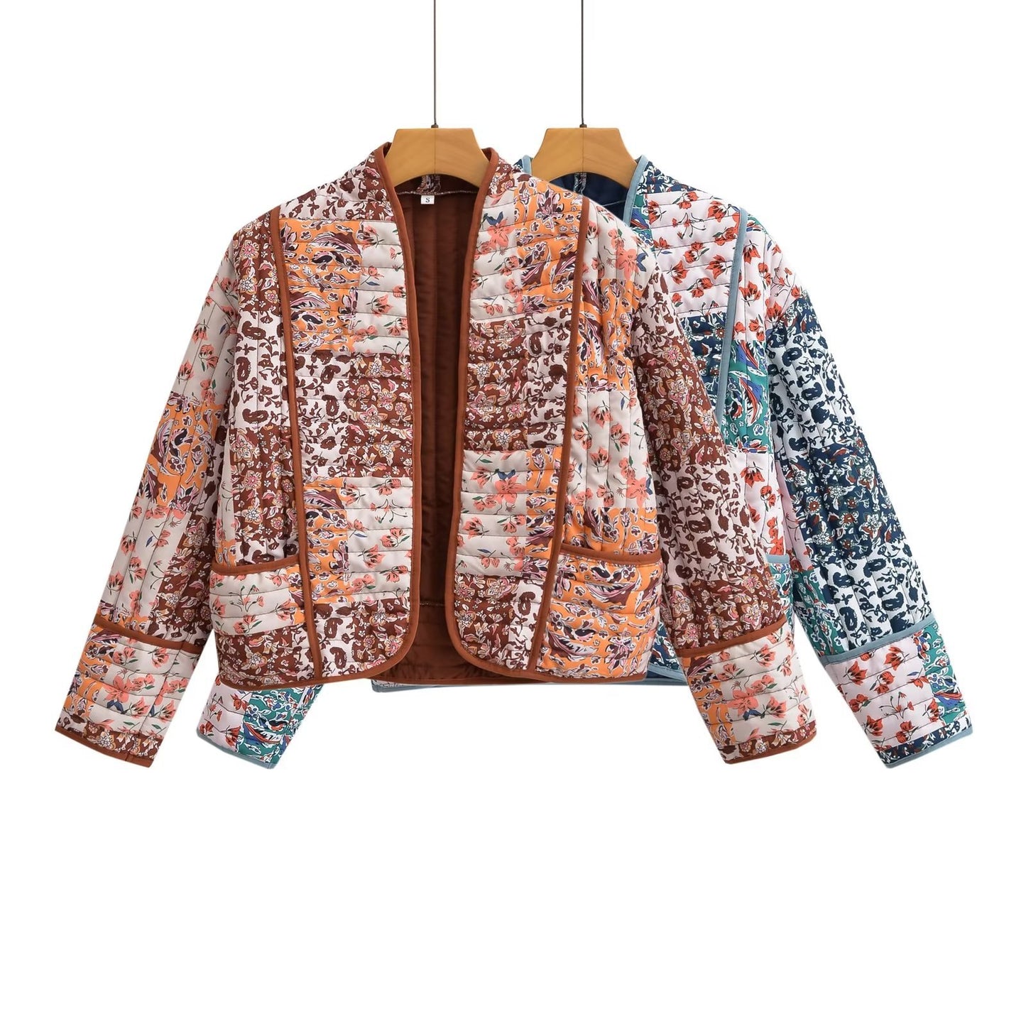Women's Autumn Fashion Printed Loose Casual Quilted Coats