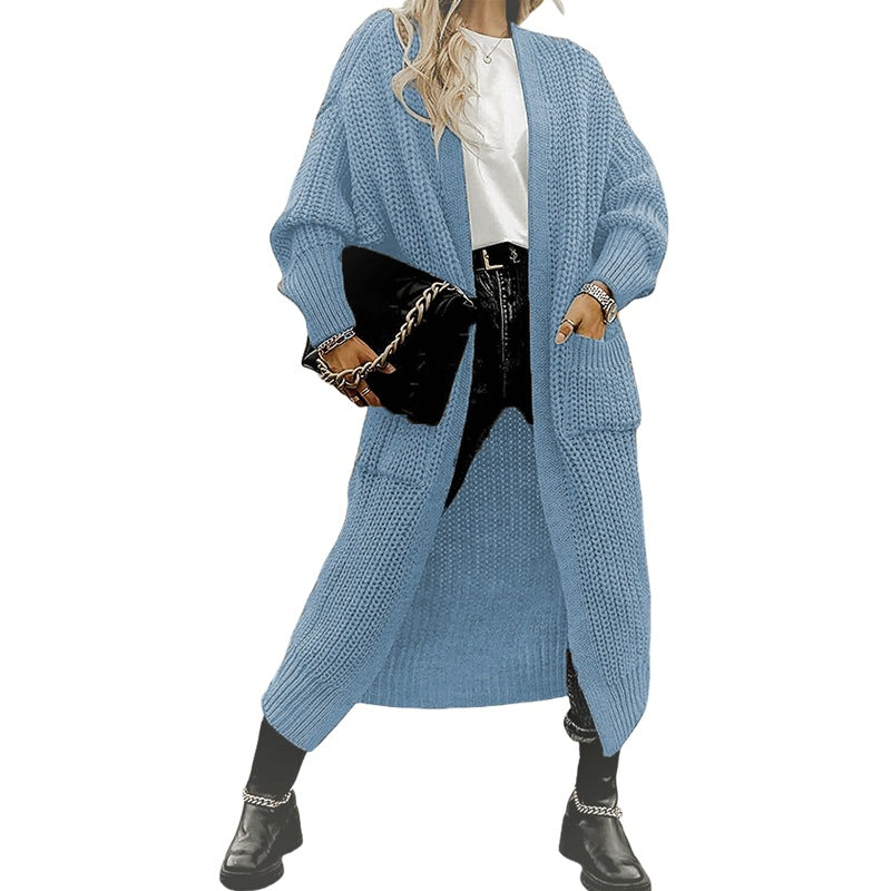 Women's Long Pocket Oversized Knit Loose Women's Sweater