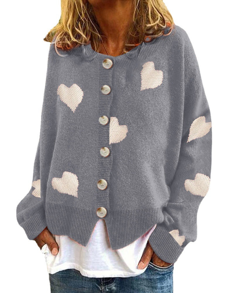 Women's Cool Creative Knitted Single-breasted Love Sweaters