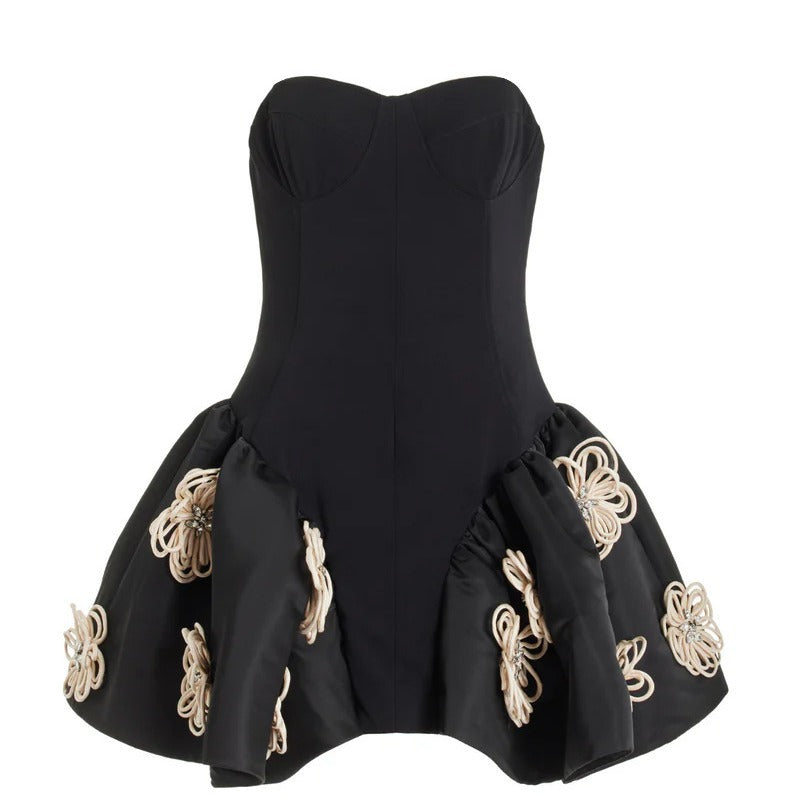 Women's Style Tube Tutu Black Flower Bandage Dresses