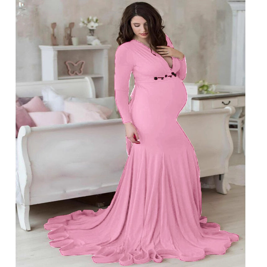 Women's Mercerized Cotton Mop Long Sleeve Dress Dresses