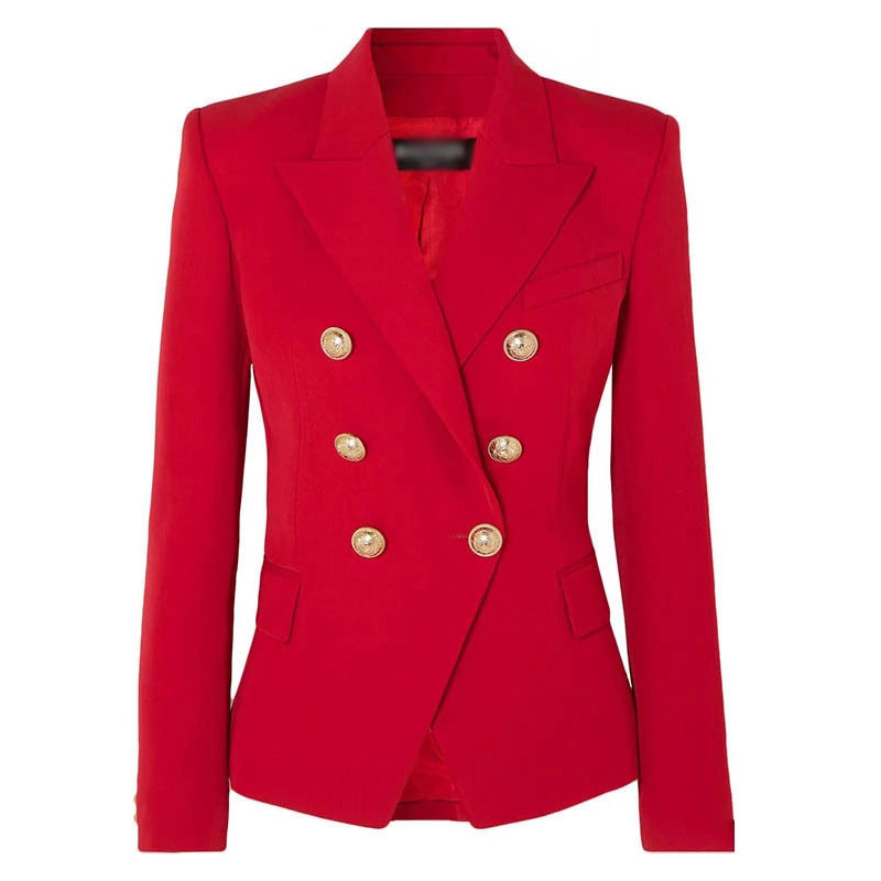 Commute Double Breasted Collar Pure Black Blazers