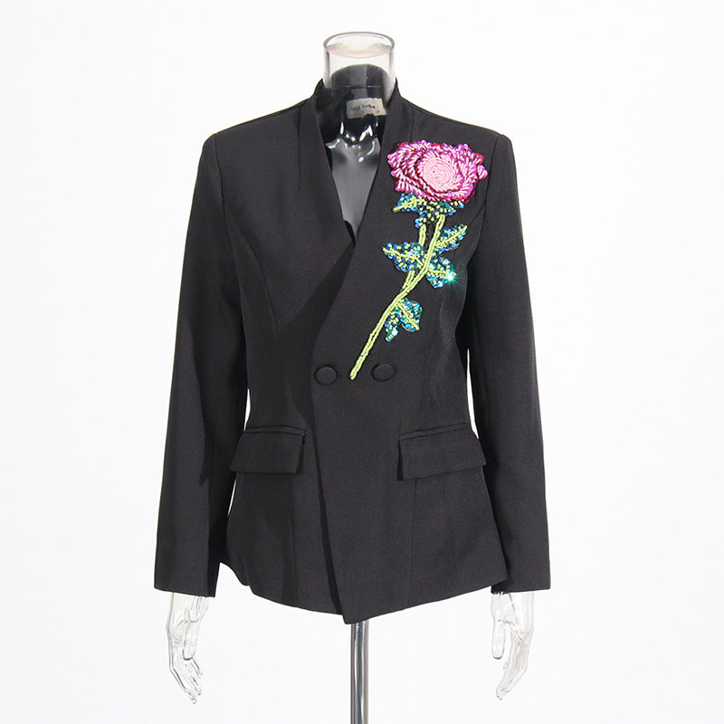 Women's Beaded Sequins Design Elegant Business Autumn Suits