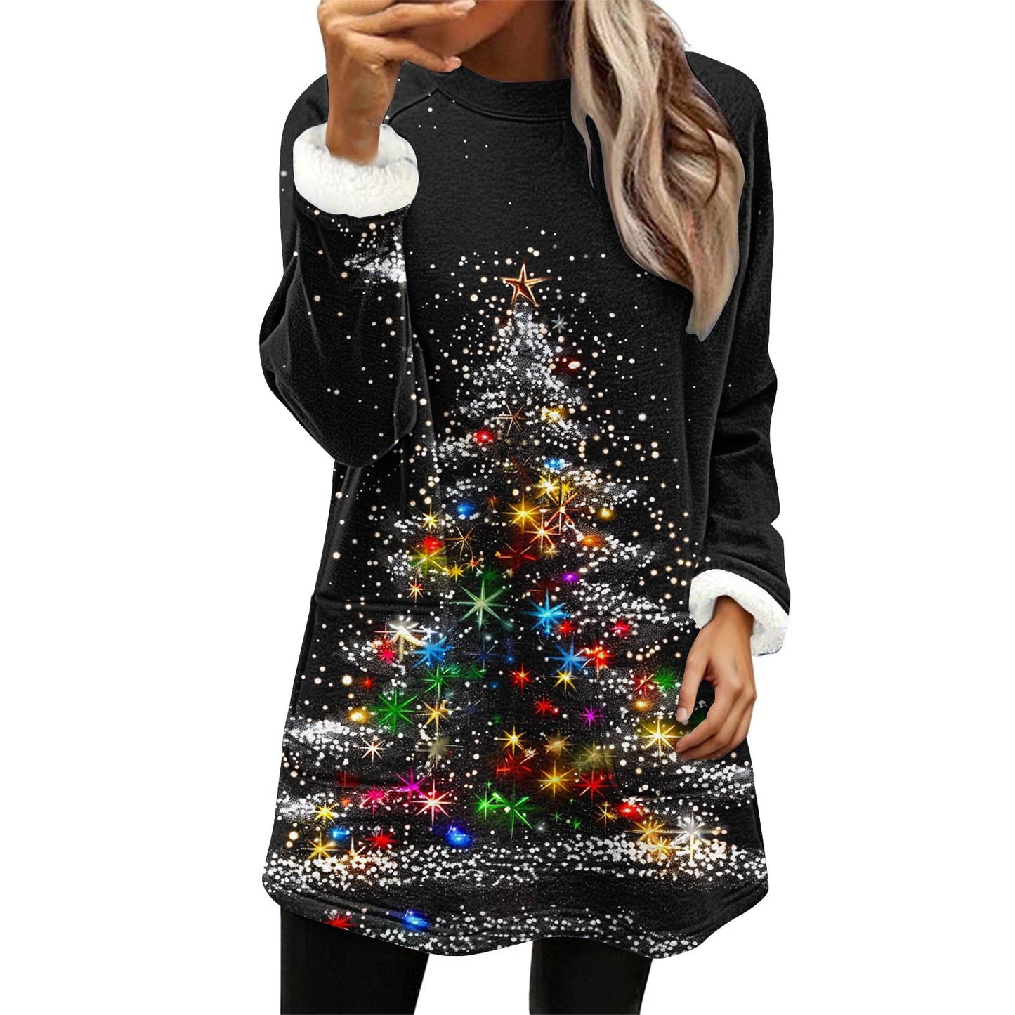 Christmas Snowman Digital Printing Casual Wide-sleeved Veet Women's Sweater, Sweater