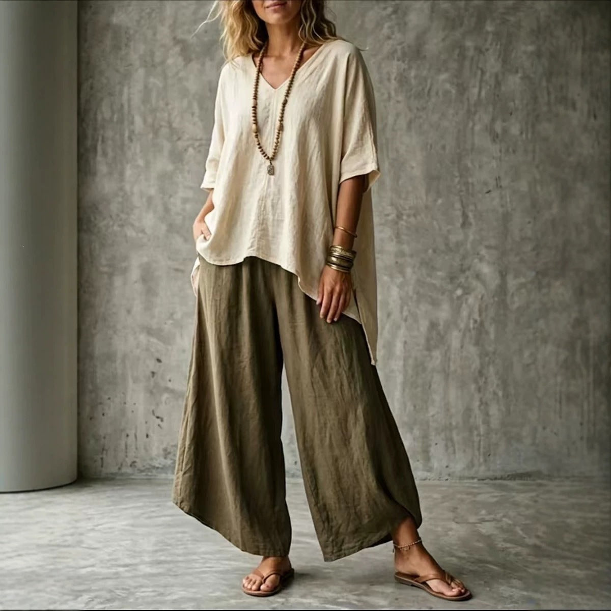 Elegant Stylish Summer Art Loose T-shirt Fashion Casual Suit